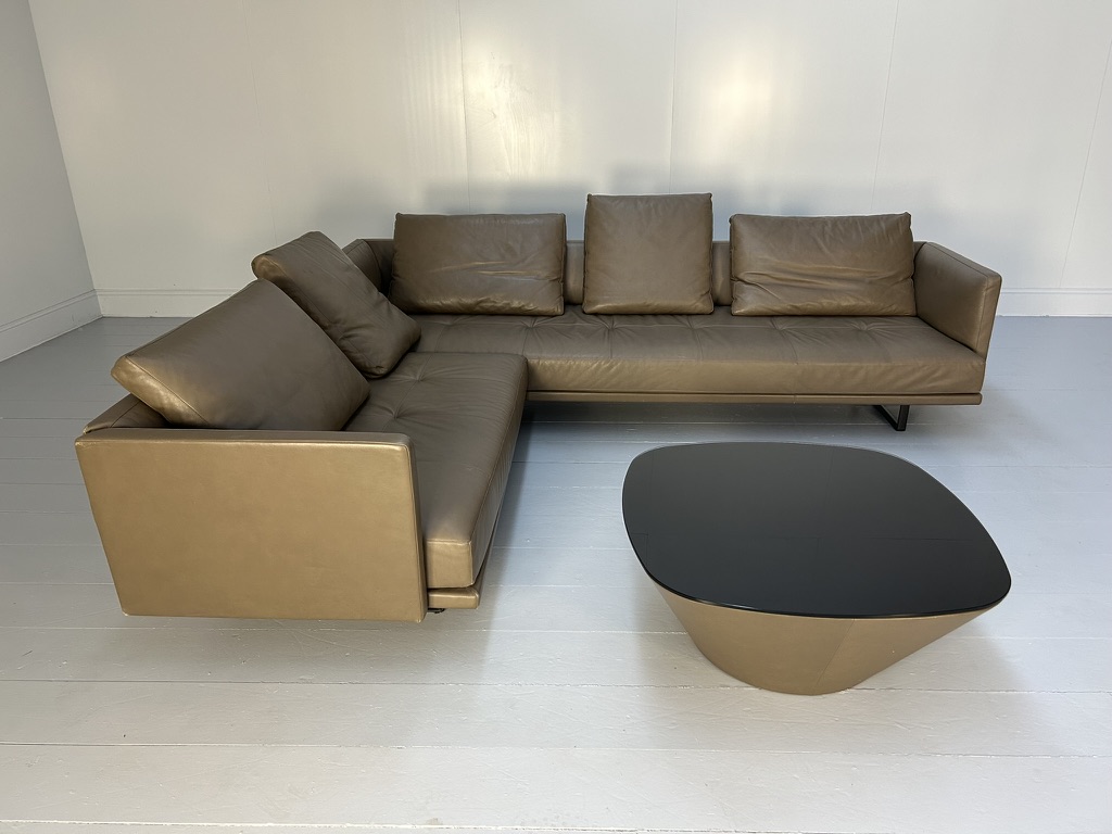 Walter Knoll "Prime Time 490" L-Shape Sofa & "Ameo" Table - In Clay "Safari" Leather - Image 3