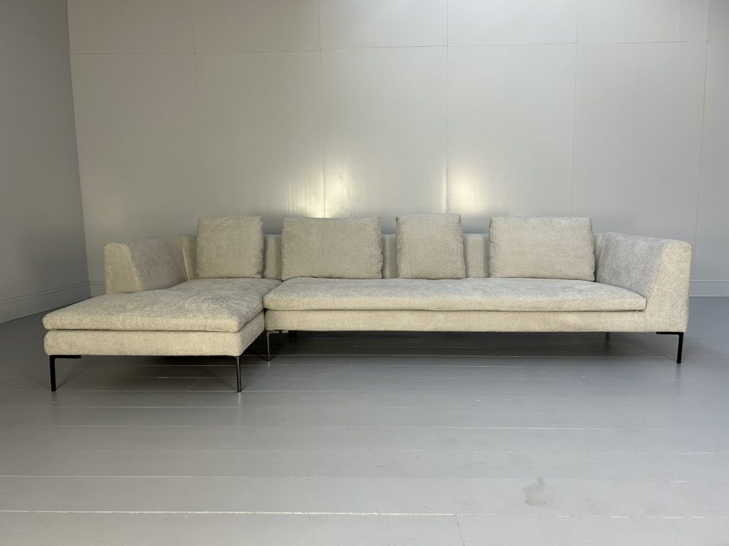 B&B Italia "Charles" L-Shape Sofa - In Pale Grey Boucle - Image 4