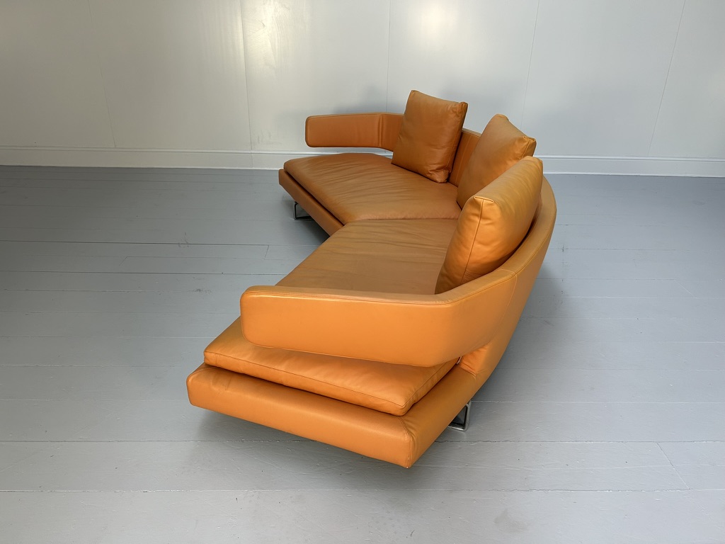 B&B Italia "Arne" 4-Seat Curved Sofa - In Orange "Gamma" Leather - Image 8