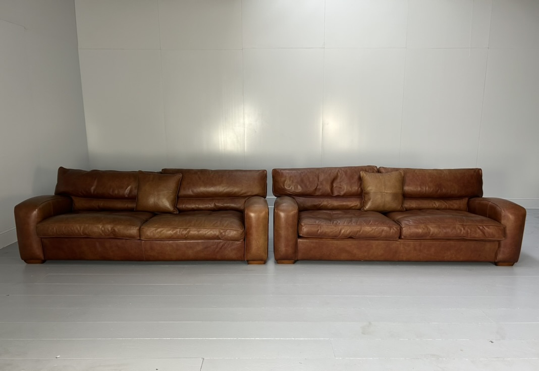 Pair of Duresta "Panther" 2.5-Seat Sofas - In Antiqued Brown "Niven" Leather - Image 3