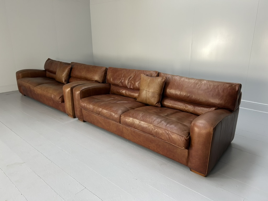 Pair of Duresta "Panther" 2.5-Seat Sofas - In Antiqued Brown "Niven" Leather - Image 4