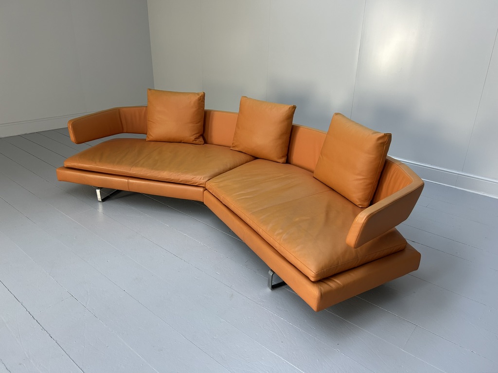 B&B Italia "Arne" 4-Seat Curved Sofa - In Orange "Gamma" Leather - Image 5