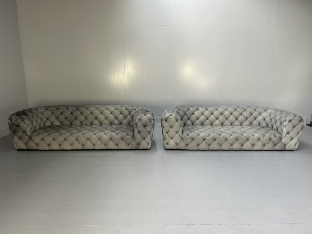 Pair of Baxter of Italy " Chester Moon" 3-Seat Sofas - In "Siberia" Grey Blue Leather - RRP £52,000 - Image 3