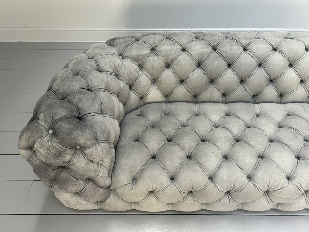 Baxter of Italy " Chester Moon" 3-Seat Sofa - In "Siberia" Grey Blue Leather - RRP £26,000 - Image 10