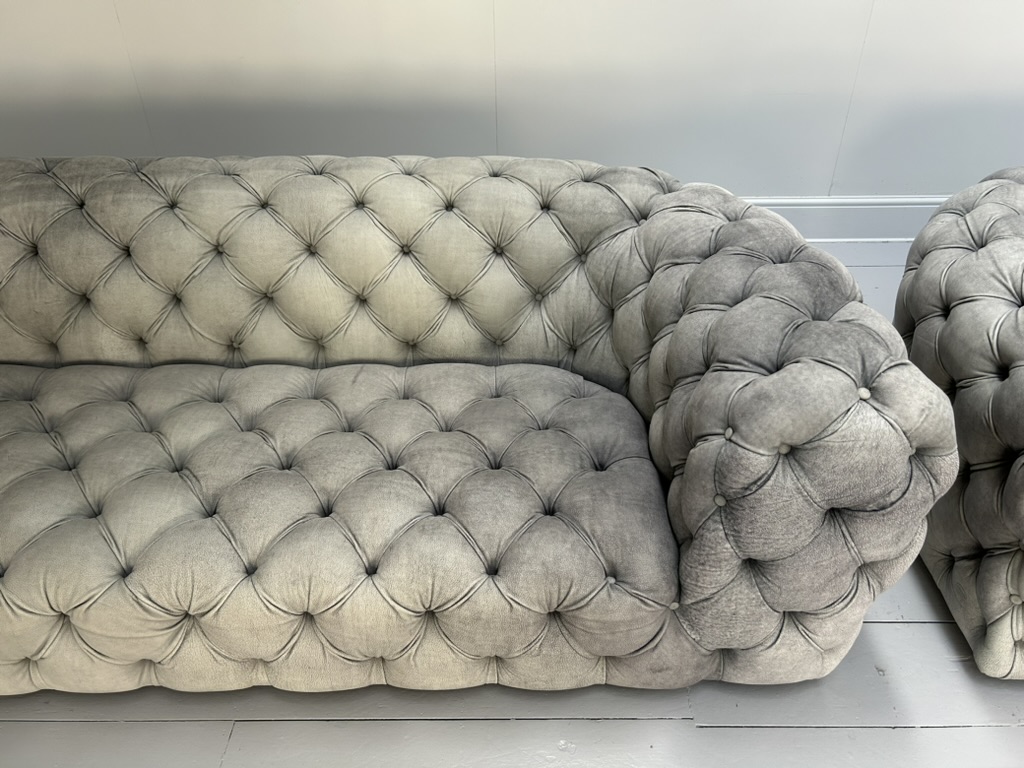 Pair of Baxter of Italy " Chester Moon" 3-Seat Sofas - In "Siberia" Grey Blue Leather - RRP £52,000 - Image 7