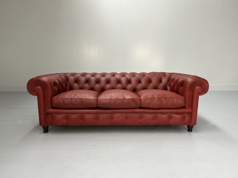 Poltrona Frau "Chester" 3-Seat Chesterfield Sofa - In Deep Red Leather - RRP £18,000