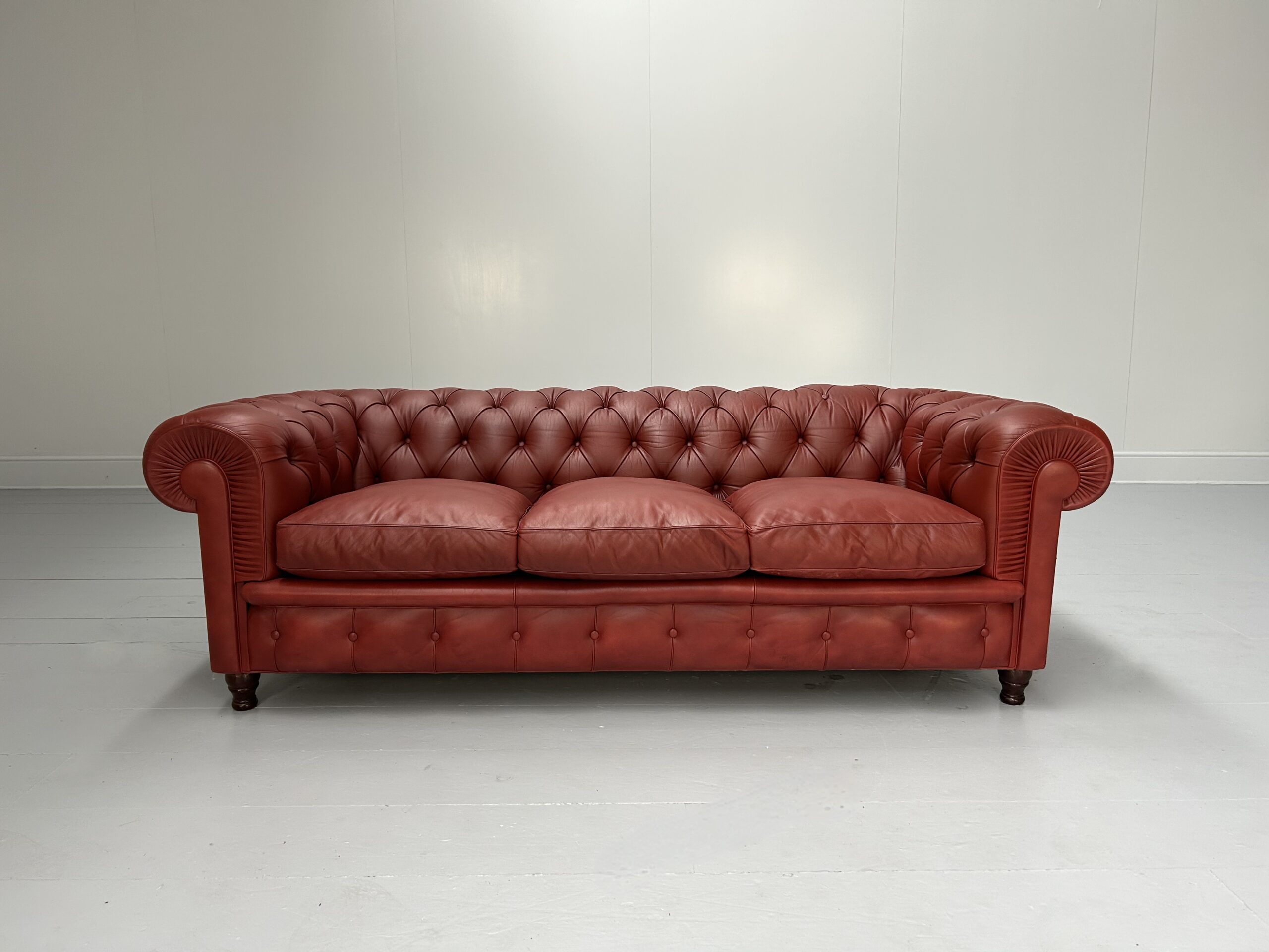 Poltrona Frau "Chester" 3-Seat Chesterfield Sofa - In Deep Red Leather - RRP £18,000