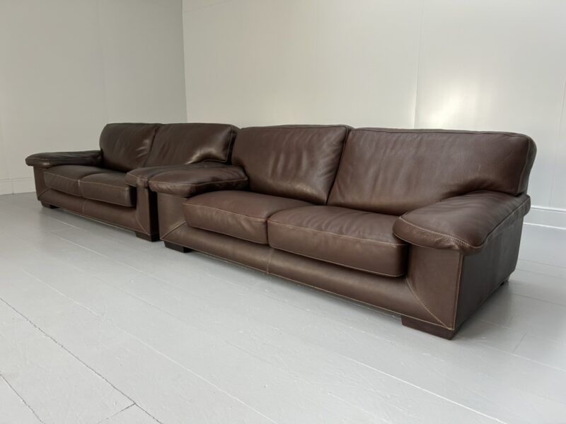 Pair of Roche Bobois "Ascot" Sofas  - In Dark Brown Leather - RRP £16,000
