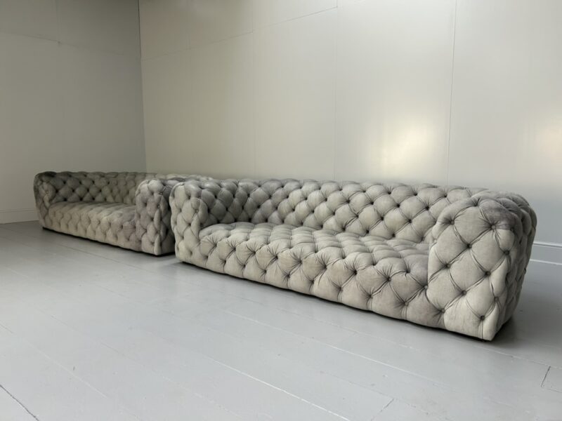 Pair of Baxter of Italy " Chester Moon" 3-Seat Sofas - In "Siberia" Grey Blue Leather - RRP £52,000