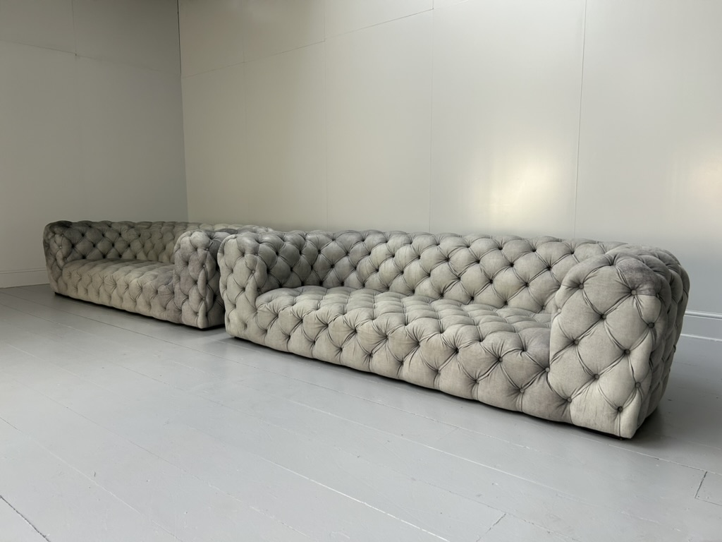 Pair of Baxter of Italy " Chester Moon" 3-Seat Sofas - In "Siberia" Grey Blue Leather - RRP £52,000