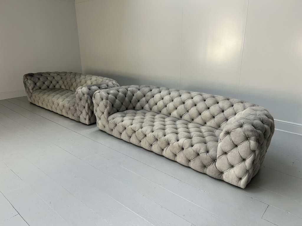 Pair of Baxter of Italy " Chester Moon" 3-Seat Sofas - In "Siberia" Grey Blue Leather - RRP £52,000 - Image 4